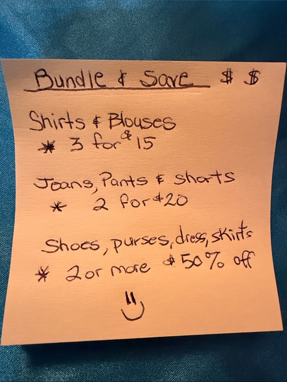 Handwritten Promotional Note - Blue Sticky Note